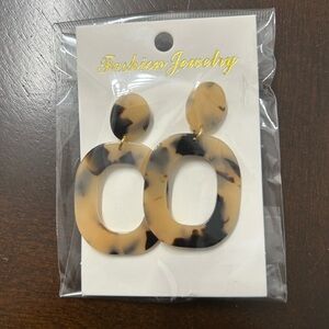 Tortoise Shell Oval Drop Earrings